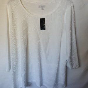 Kim Rogers Curvy 3X Top Tunic White CrisCross  NWT